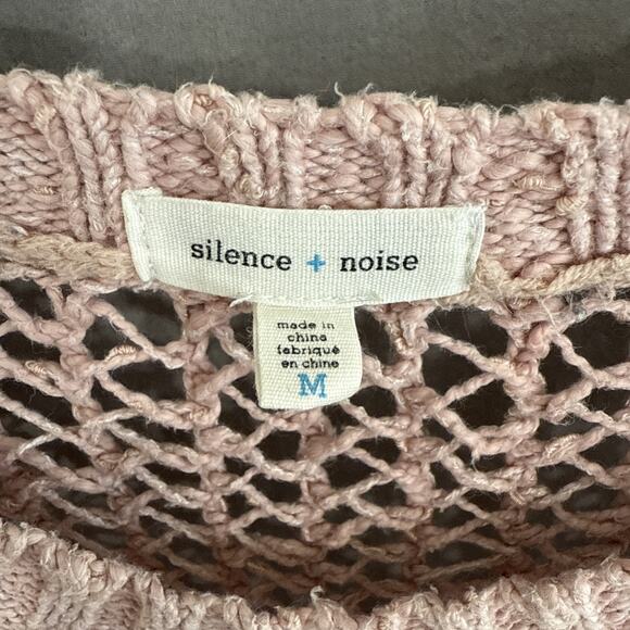 Silence + Noise Open Knit Sweater Pink Cotton Blend Soft Grunge Boho Chic Size M - Picture 4 of 8